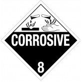 DOT Class 8 Placard “Corrosive”- 10.75" x 10.75", 50 Count